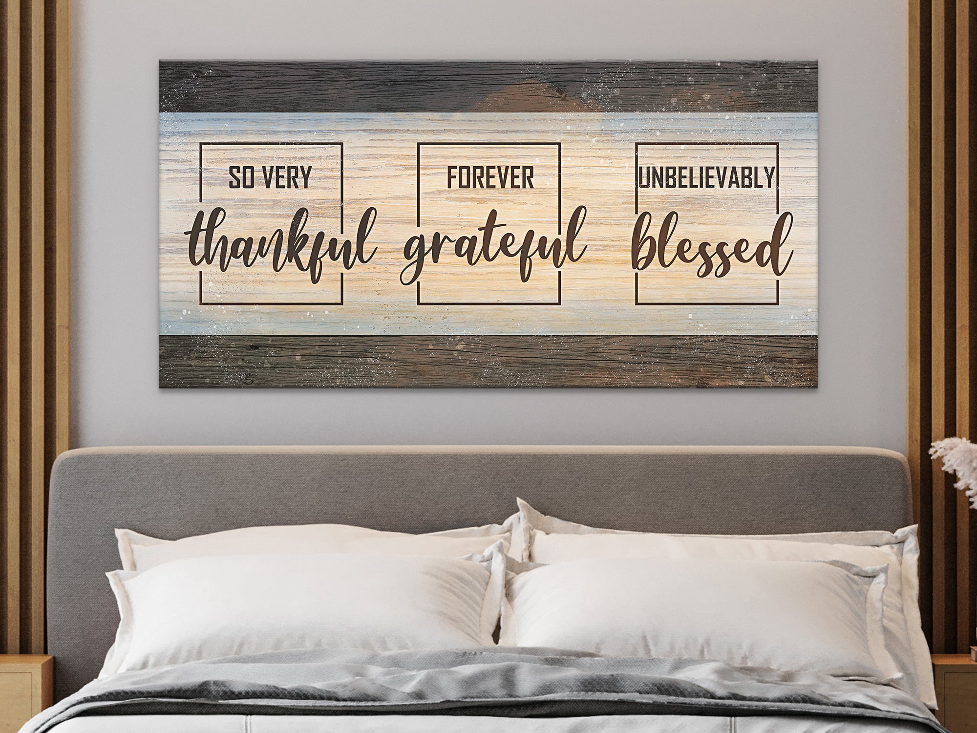 Thankful Grateful Blessed Canvas Wall Art