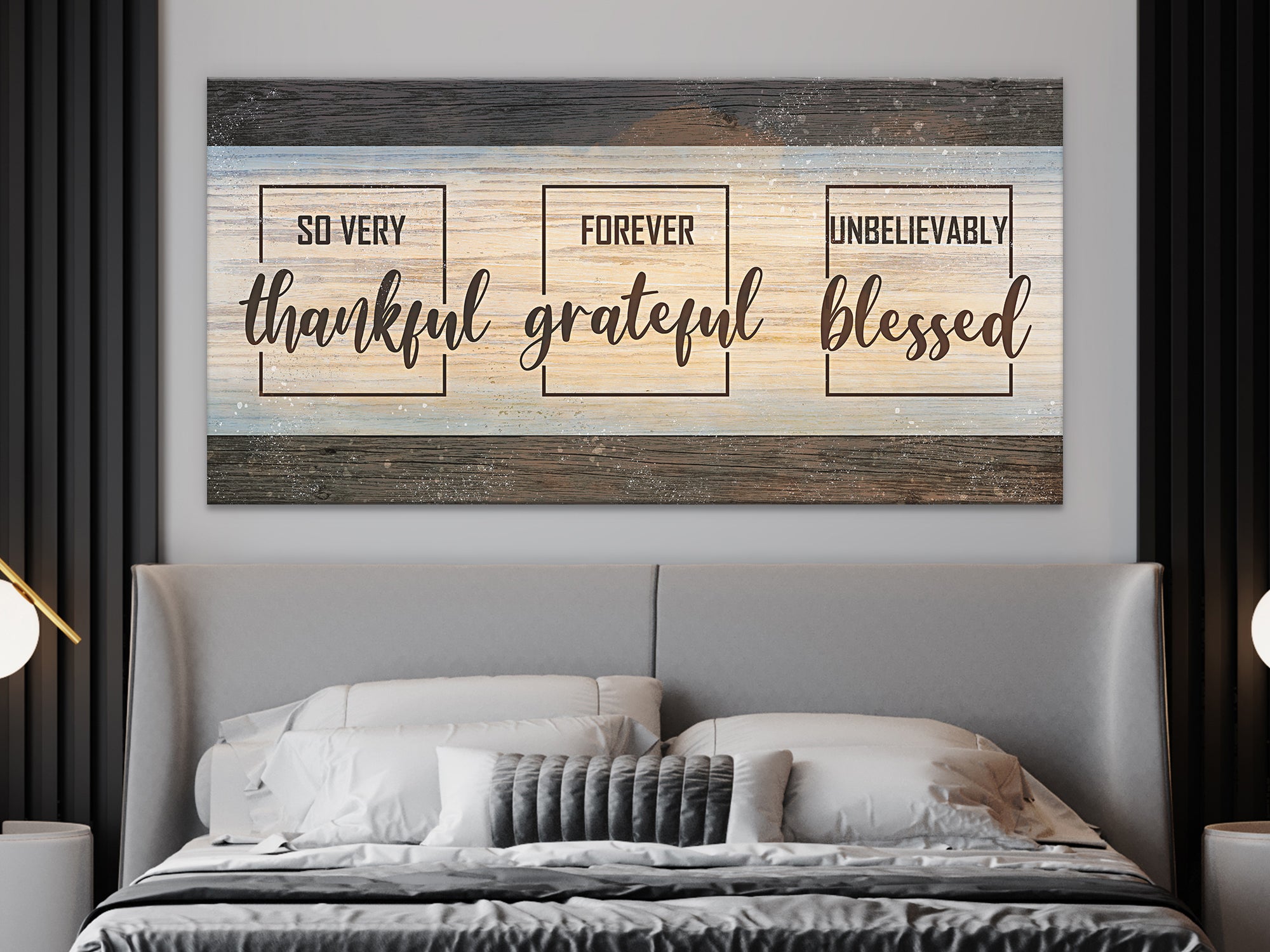 Thankful Grateful Blessed Canvas Wall Art
