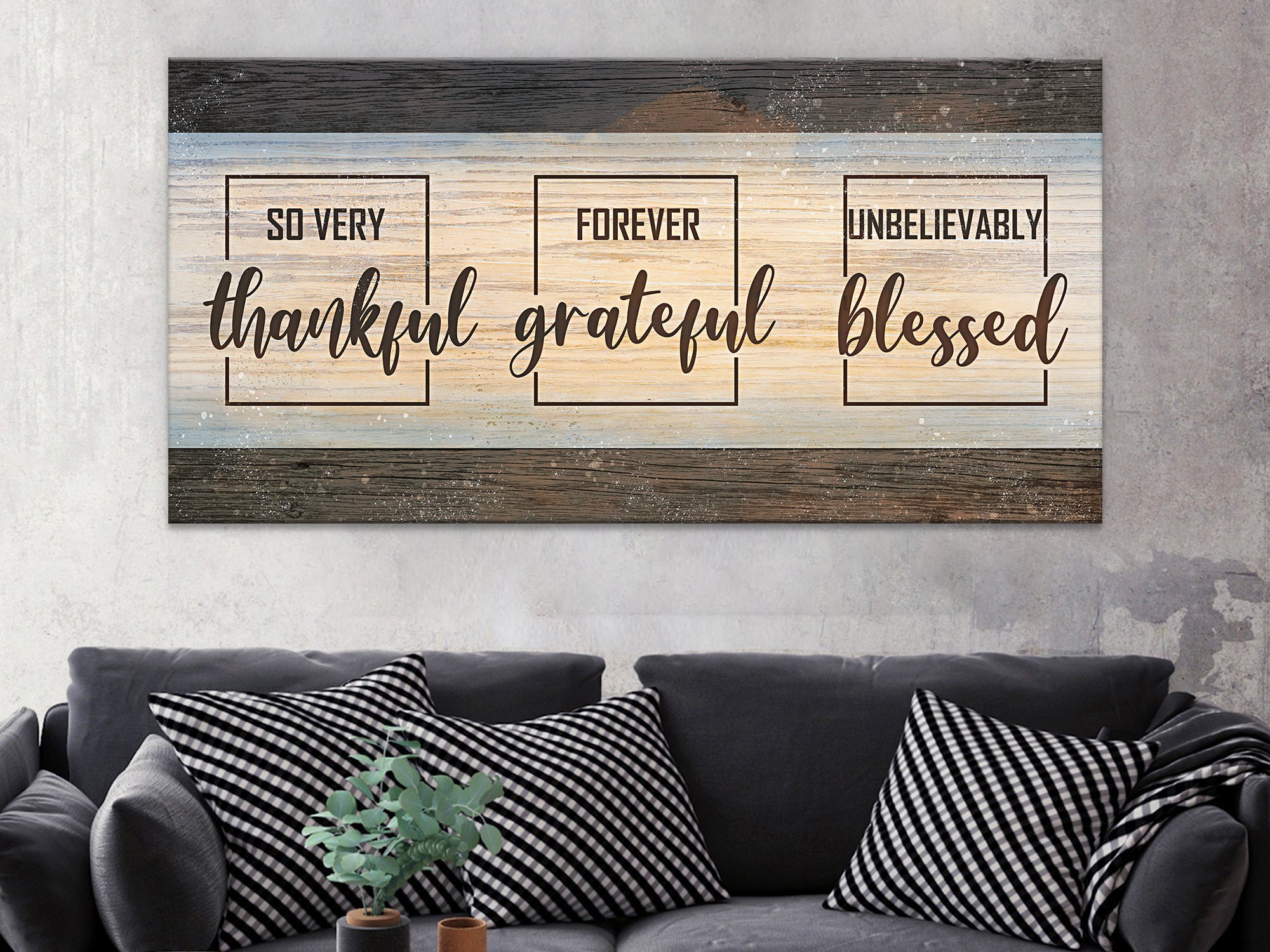 Thankful Grateful Blessed Canvas Wall Art