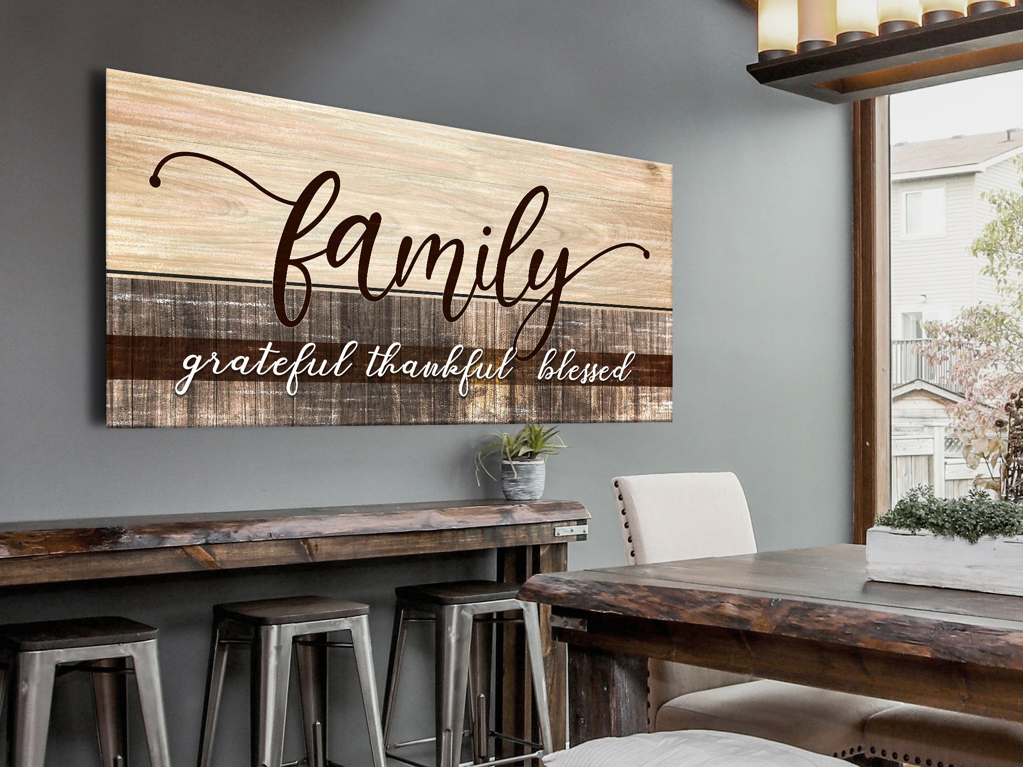 Family Wall Art Grateful Thankful Blessed