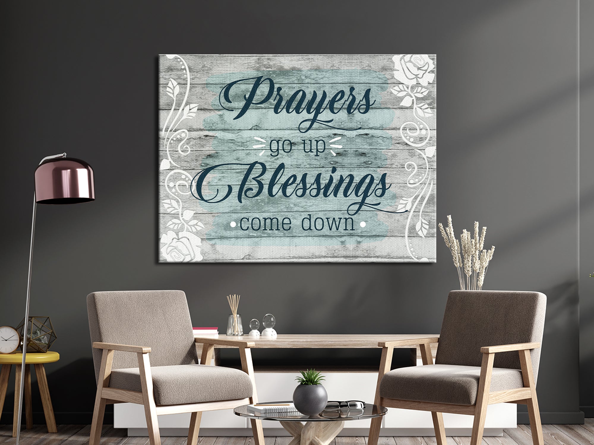 Prayers Go Up Blessings Come Down V2 - Christian Wall Art