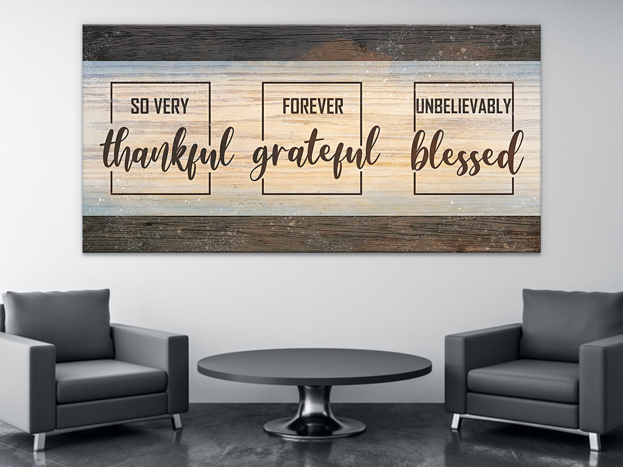 Thankful Grateful Blessed Canvas Wall Art