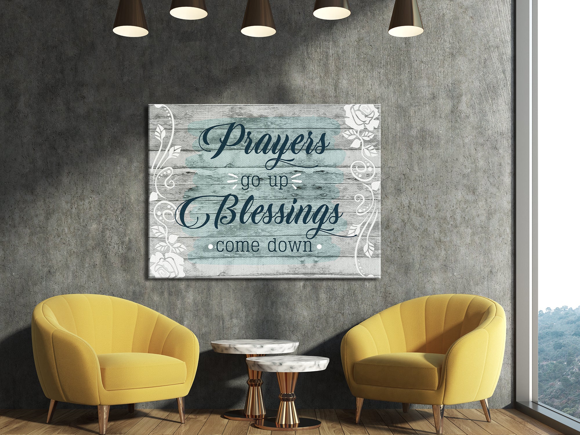 Prayers Go Up Blessings Come Down V2 - Christian Wall Art