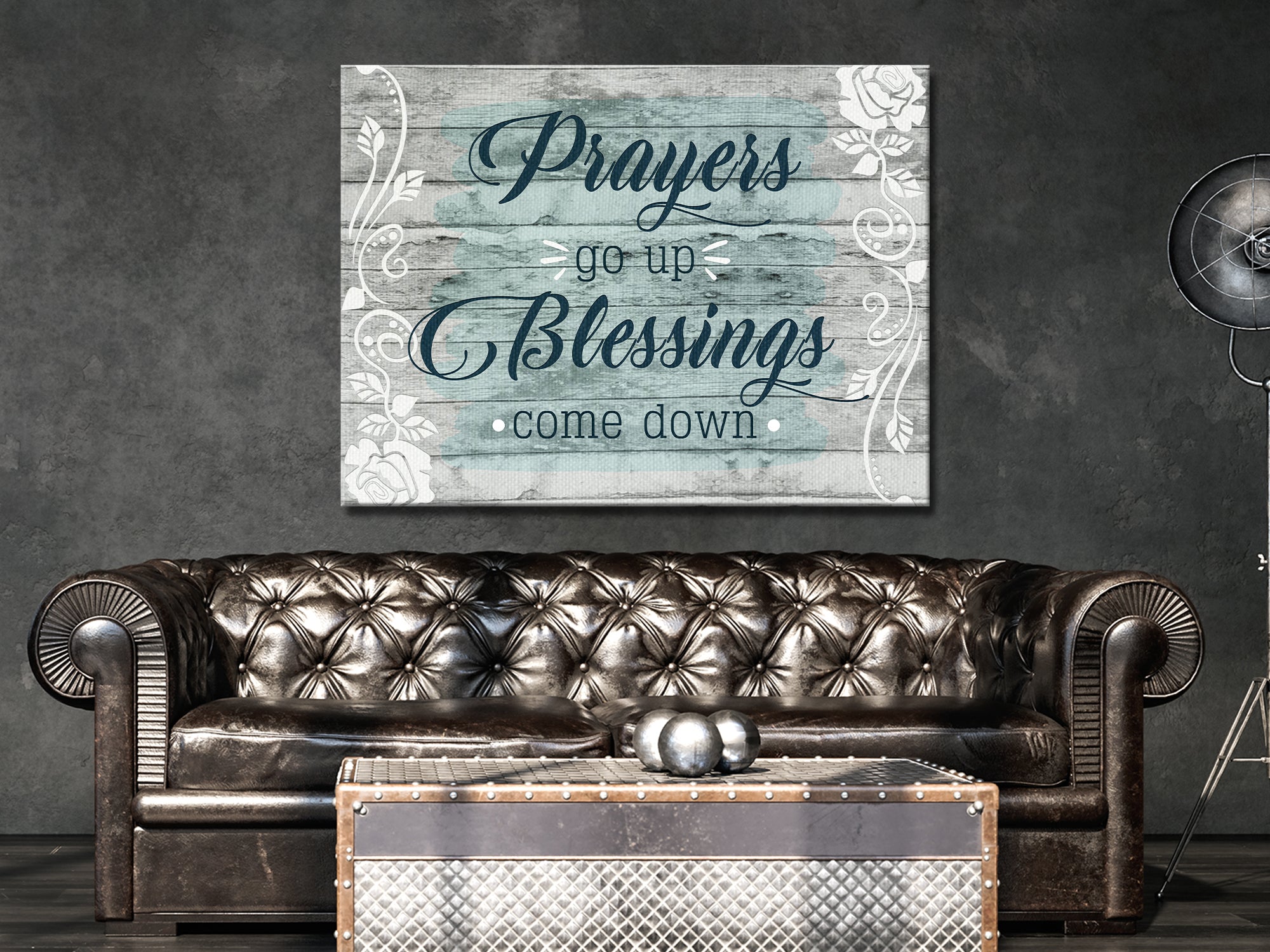 Prayers Go Up Blessings Come Down V2 - Christian Wall Art
