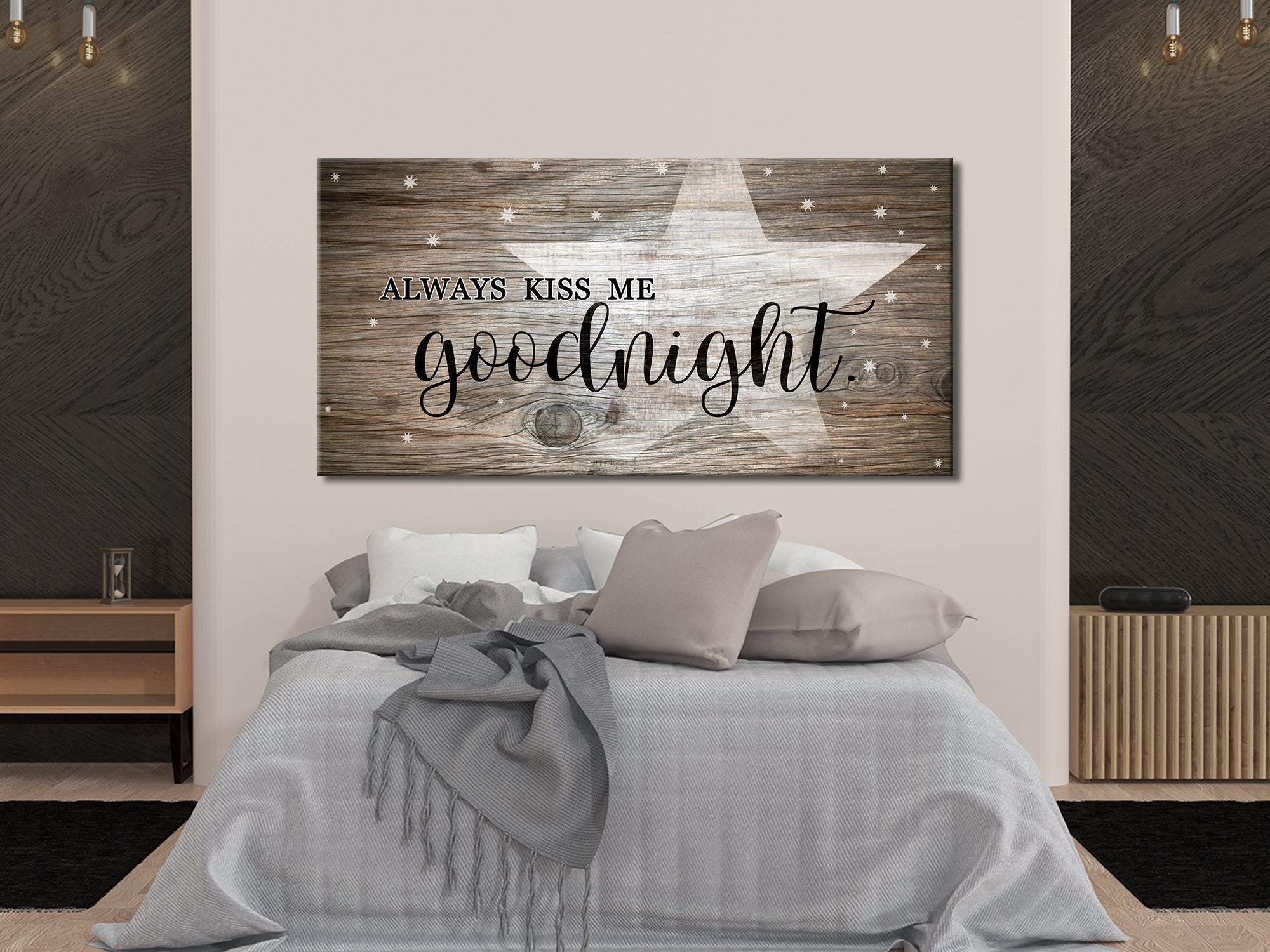 Always Kiss me at Goodnight - Bedroom Canvas Wall Art