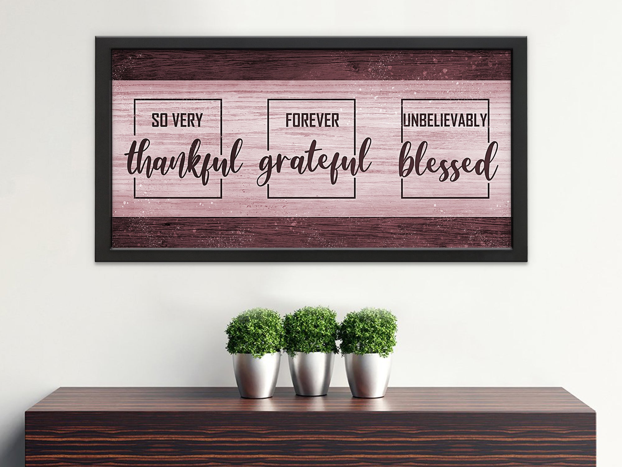 Thankful Grateful Blessed Canvas Wall Art