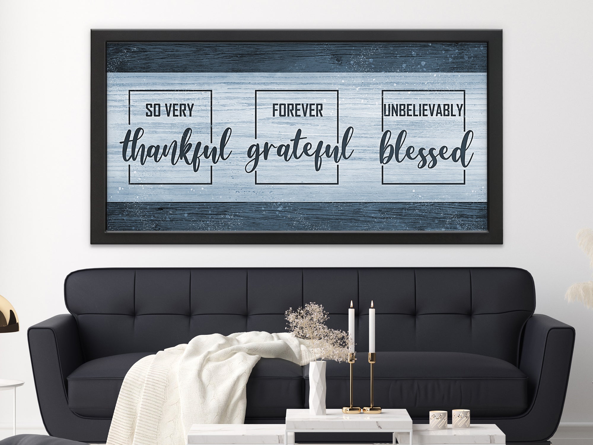 Thankful Grateful Blessed Canvas Wall Art