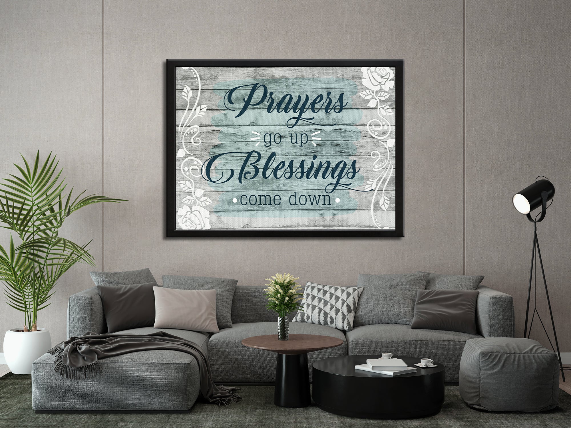 Prayers Go Up Blessings Come Down V2 - Christian Wall Art