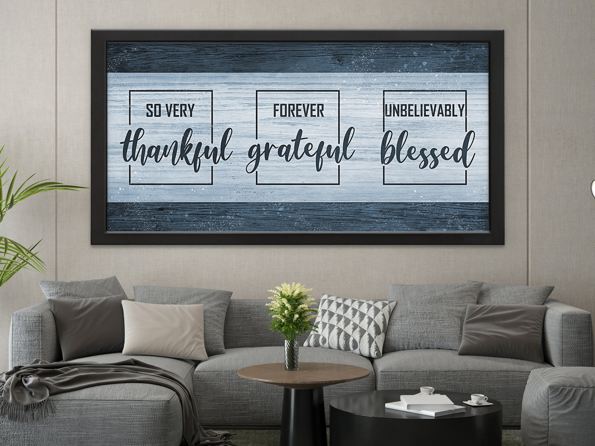 Thankful Grateful Blessed Canvas Wall Art