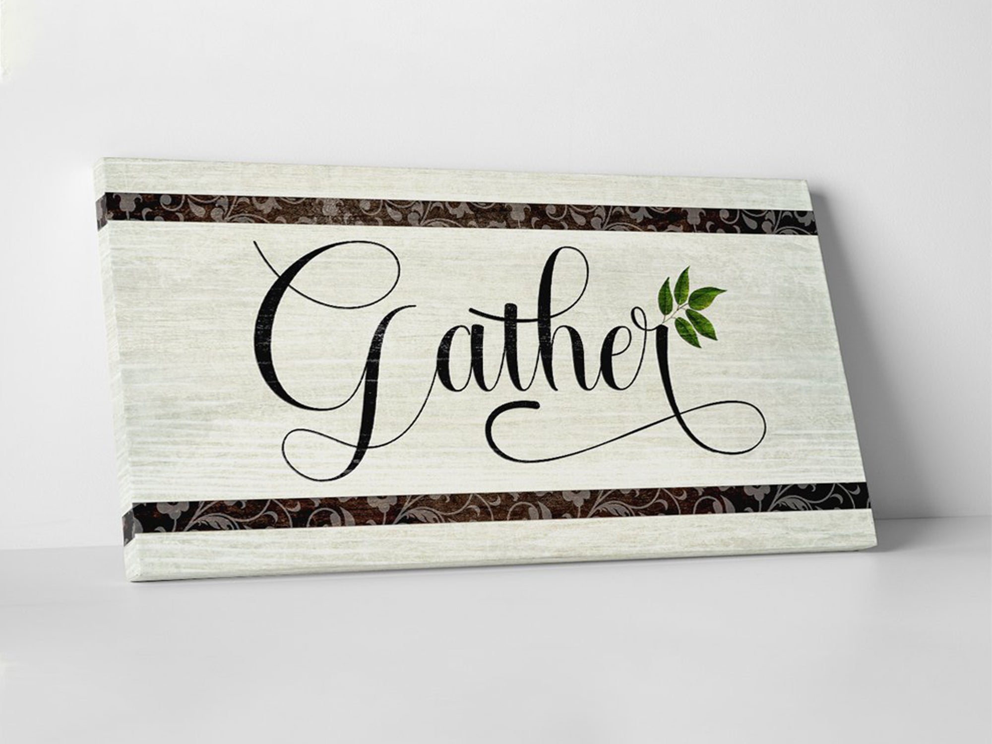 Gather Leaf White - Dinning Room Canvas Wall Art