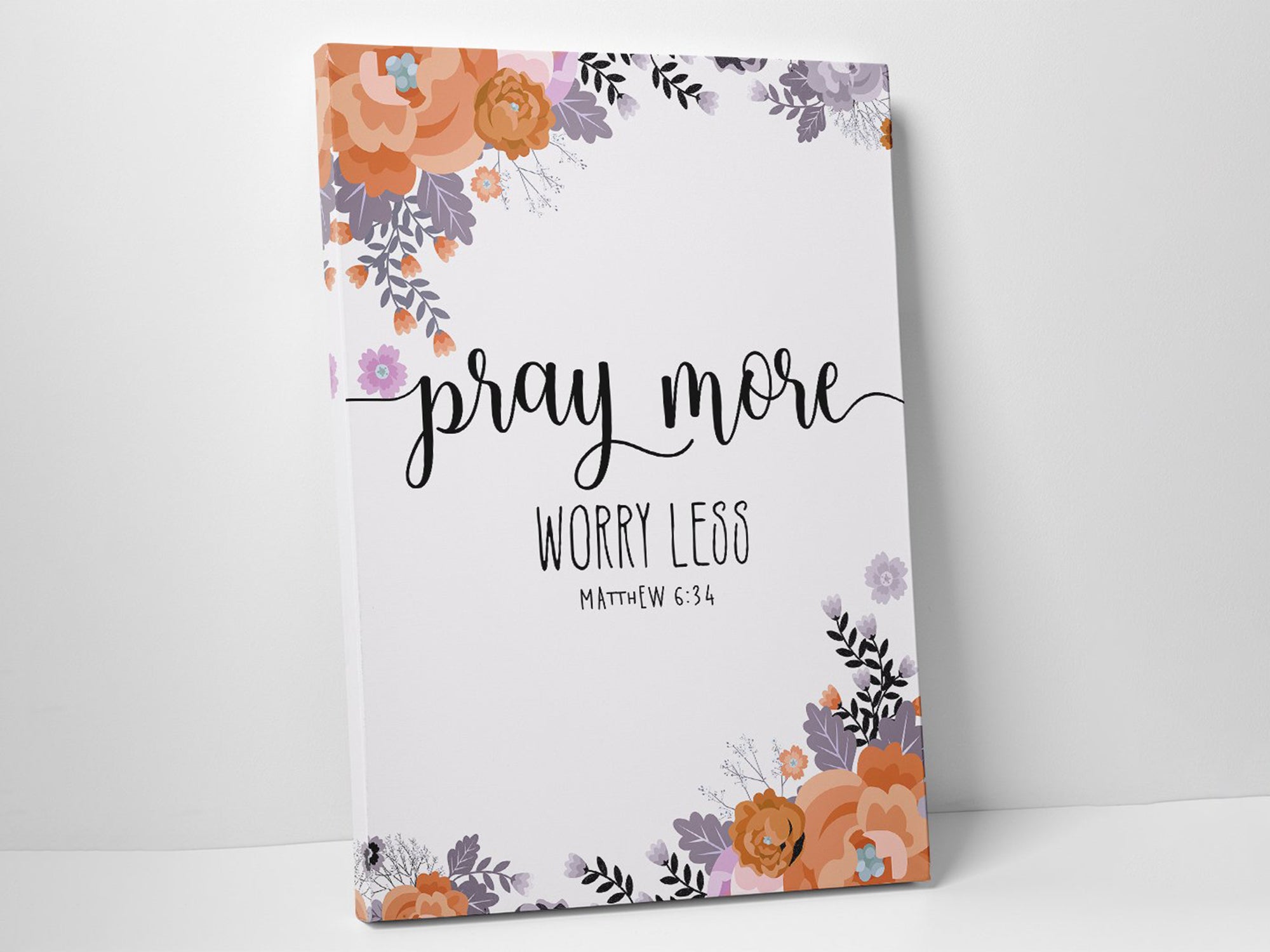 Pray More Worry Less - Christian - Canvas Wall Art