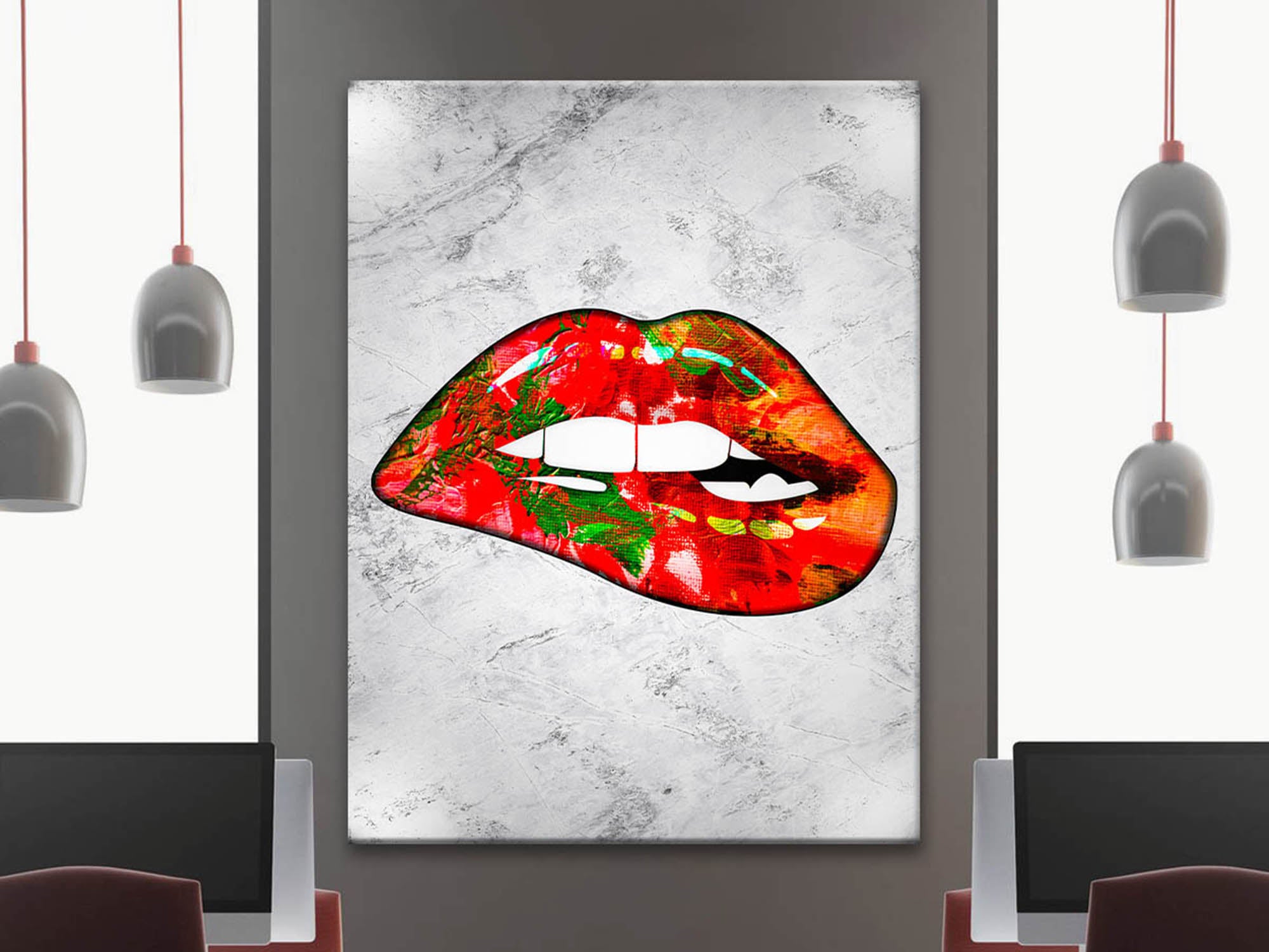 Contemporary Canvas Graffiti Poster Lip Graffiti Wall Art 