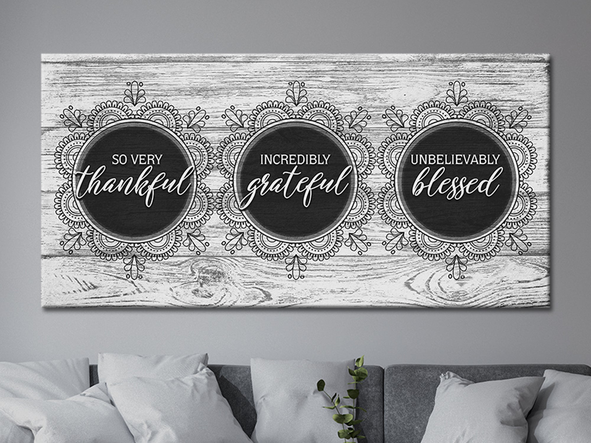 Thankful Grateful Blessed V2 Canvas Wall Art