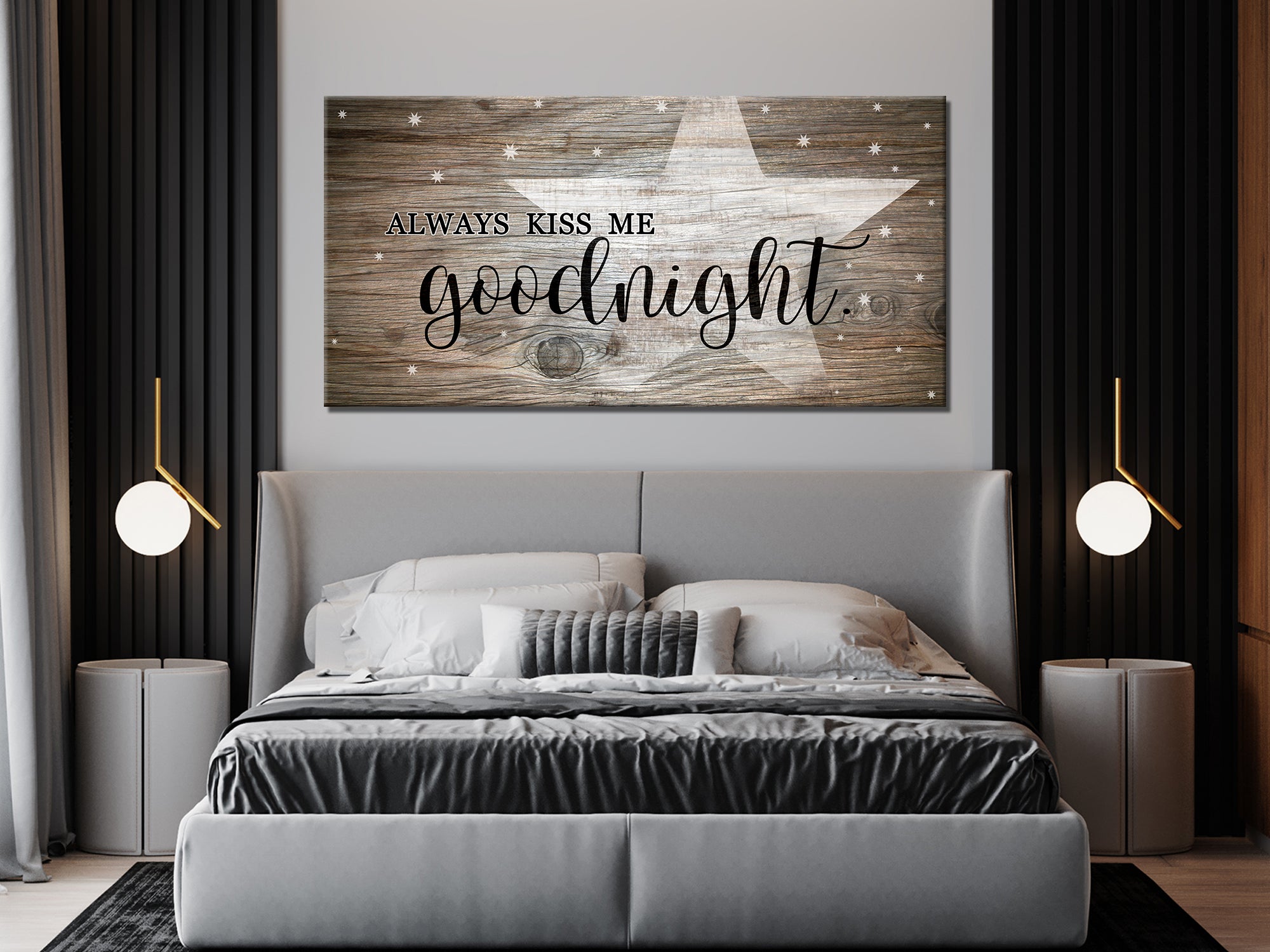 Always Kiss me at Goodnight - Bedroom Canvas Wall Art