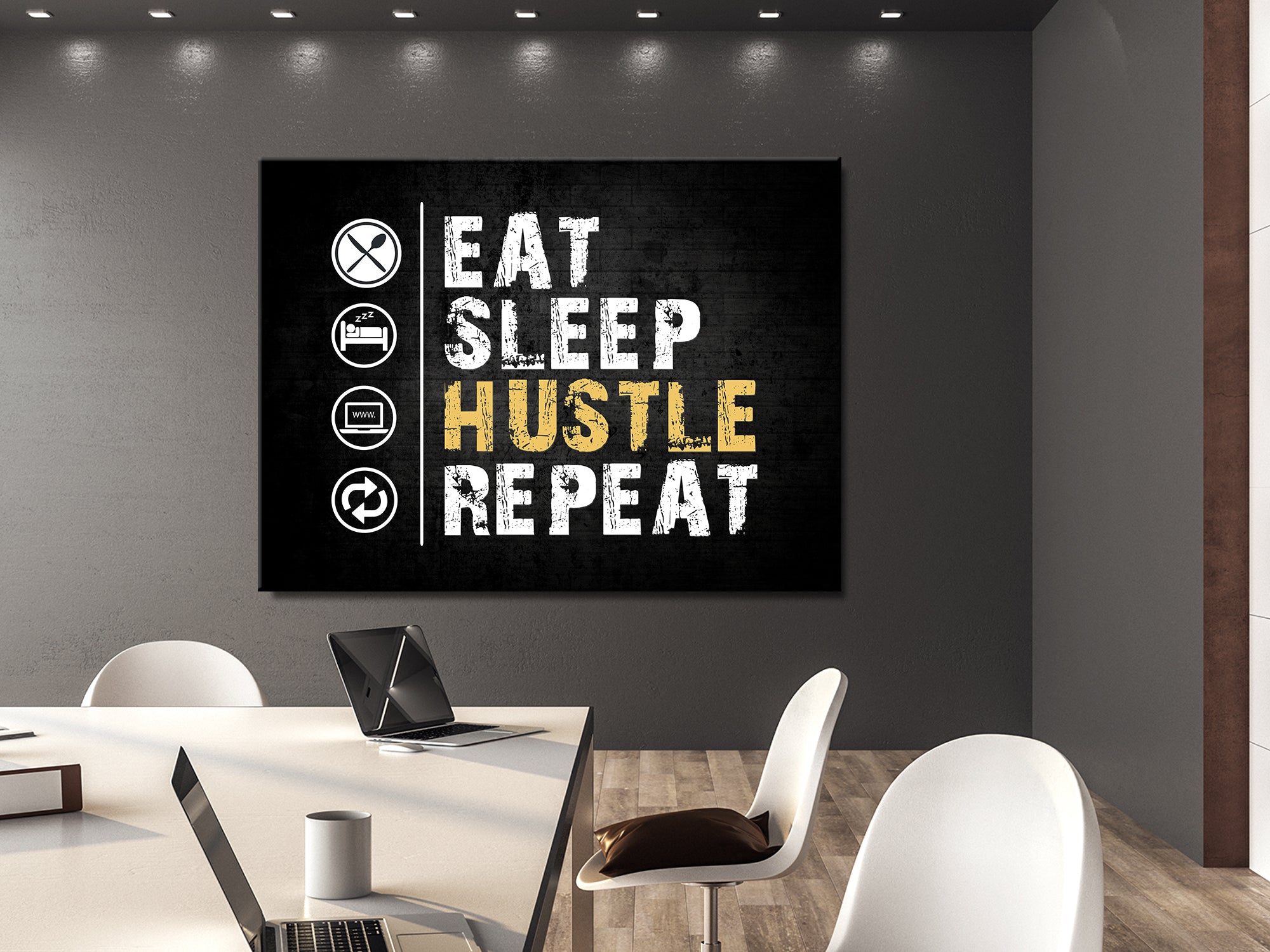 Eat, Sleep, Hustle, Repeat Canvas Wall Art