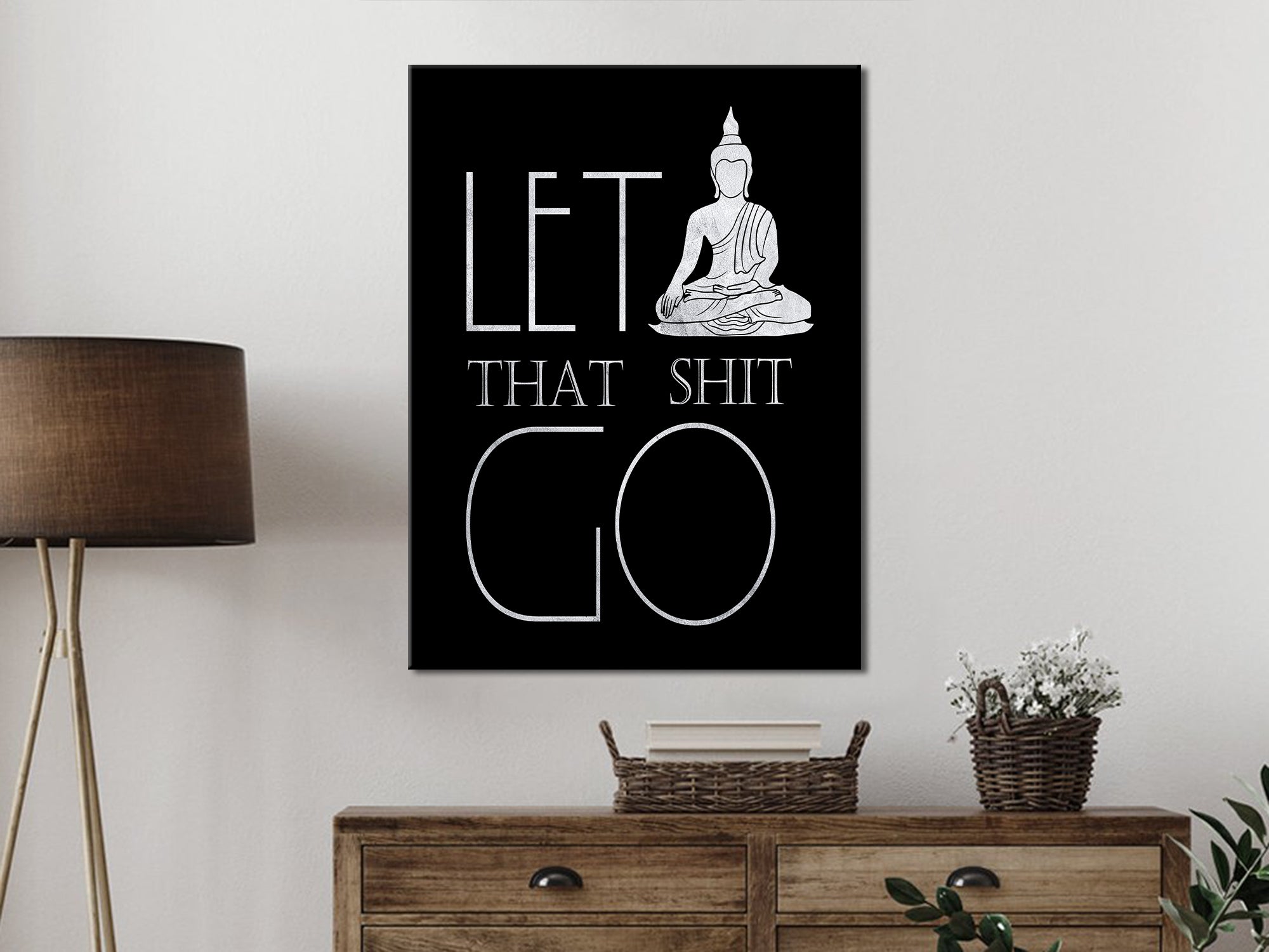 Let That Go Buddha - Inspiring - Living Room Canvas Wall Art