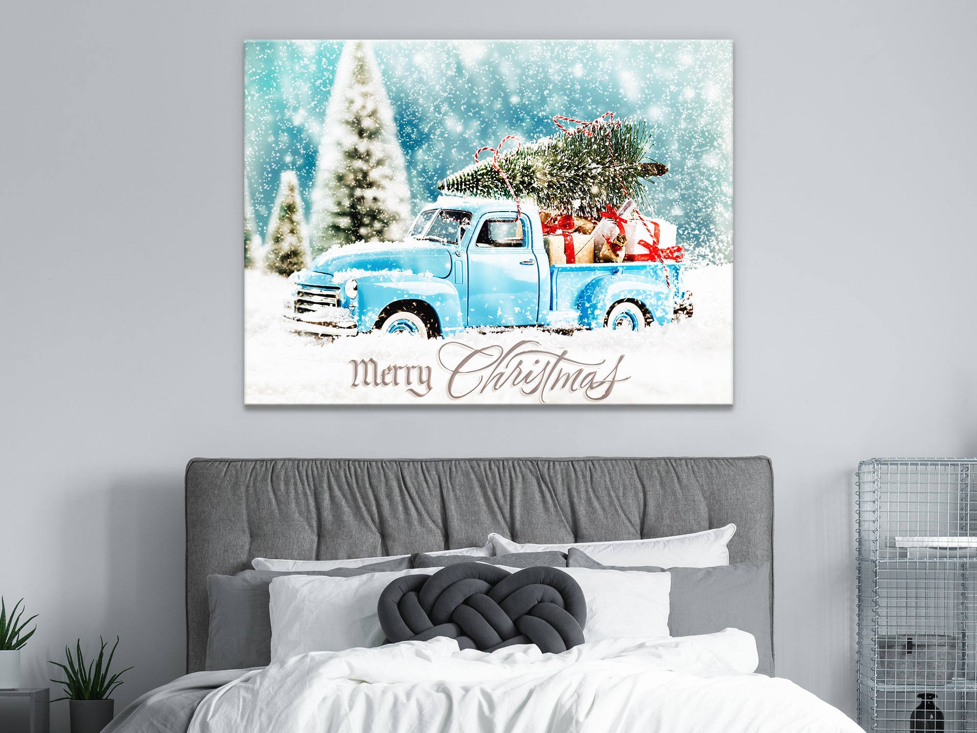 Christmas Tree Truck Canvas Wall Art