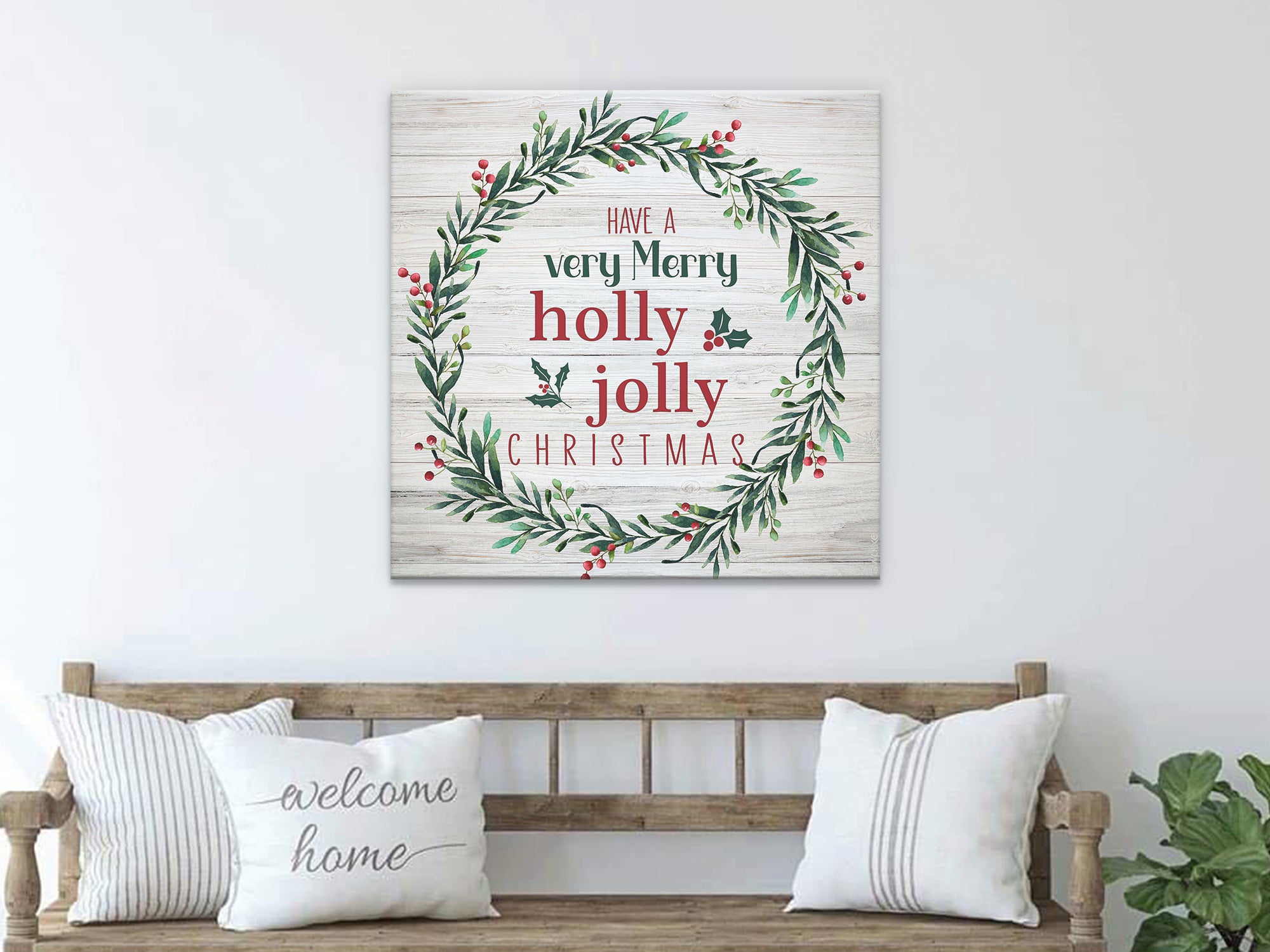 Holly Jolly Christmas Canvas Wall Art