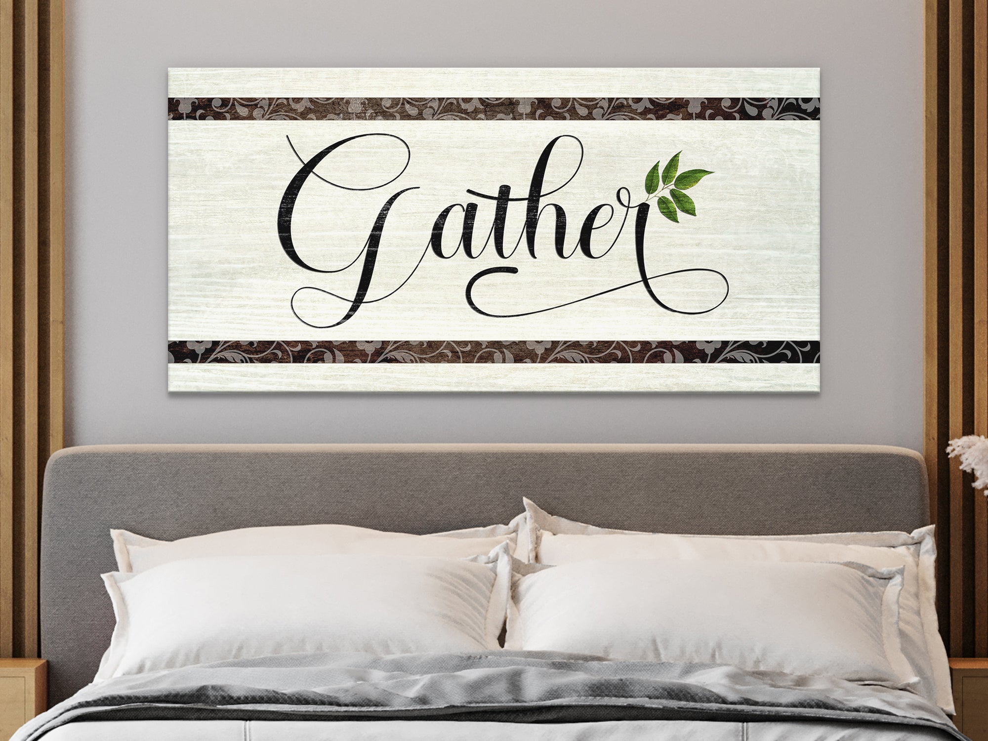 Gather Leaf White - Dinning Room Canvas Wall Art