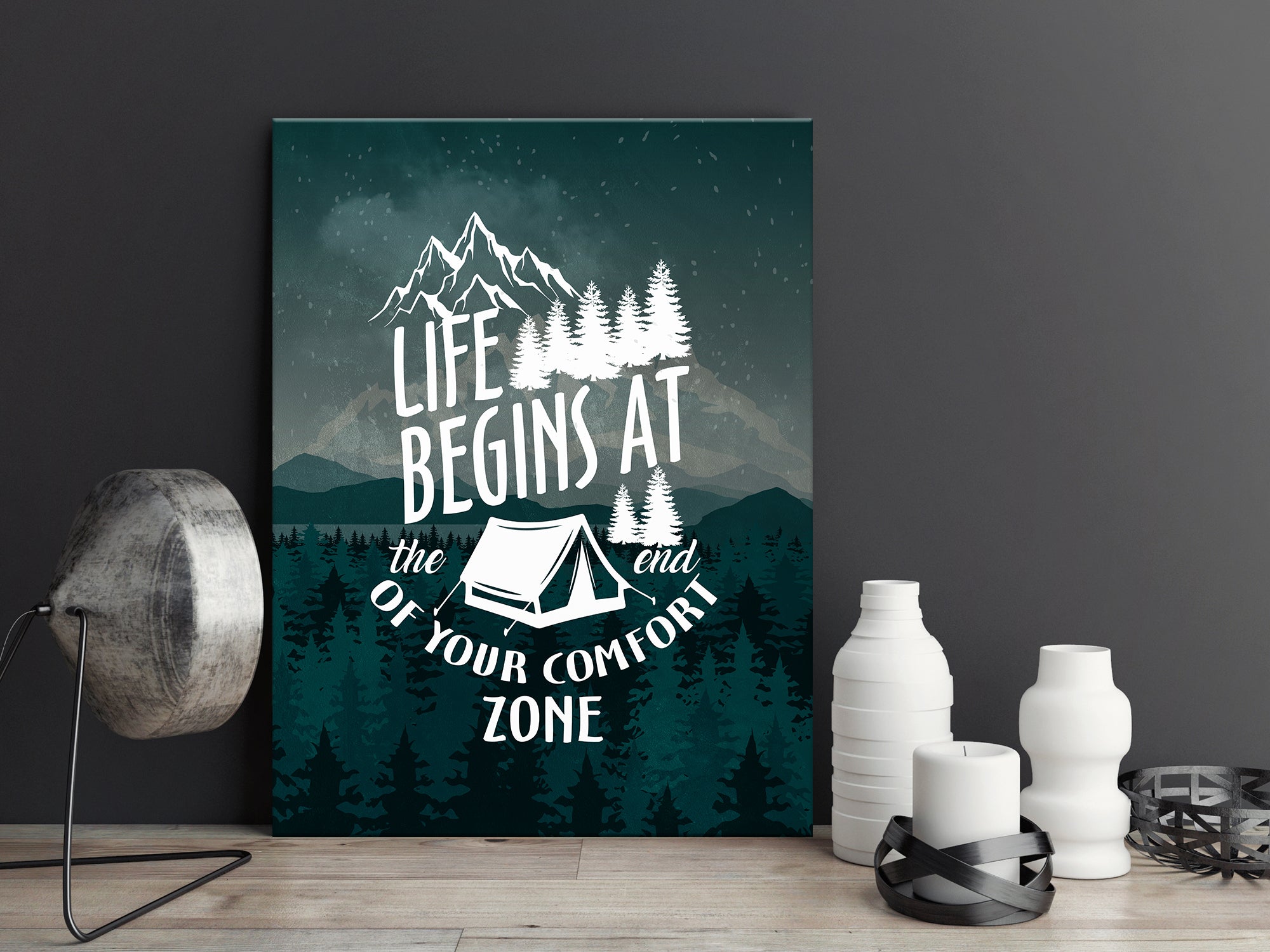 Life Begins at end of Comfort Zone - Living Room Canvas Wall Art