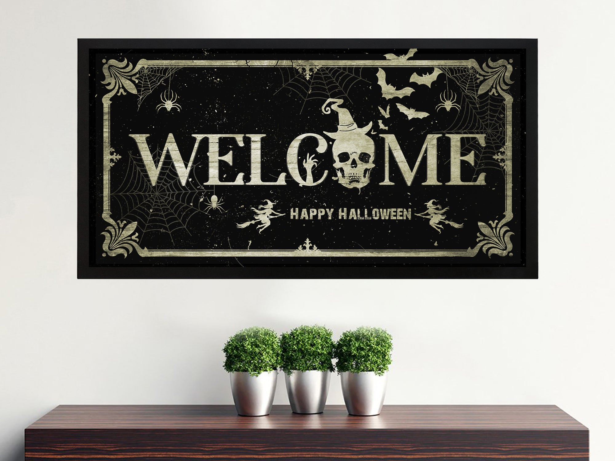 Halloween Wall Decor - Skeleton Welcome Canvas Wall Art