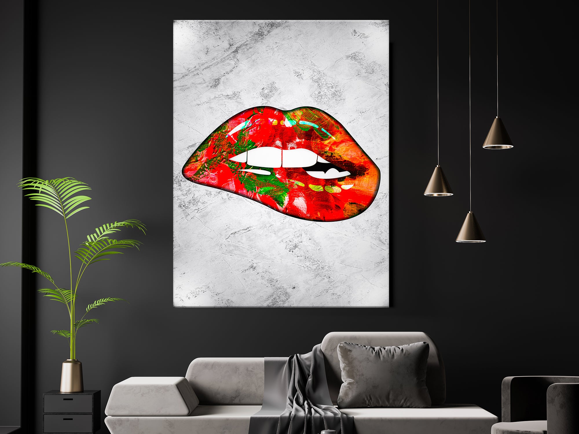 Louis Vuitton Graffiti Lips II Can - Canvas Wall Art