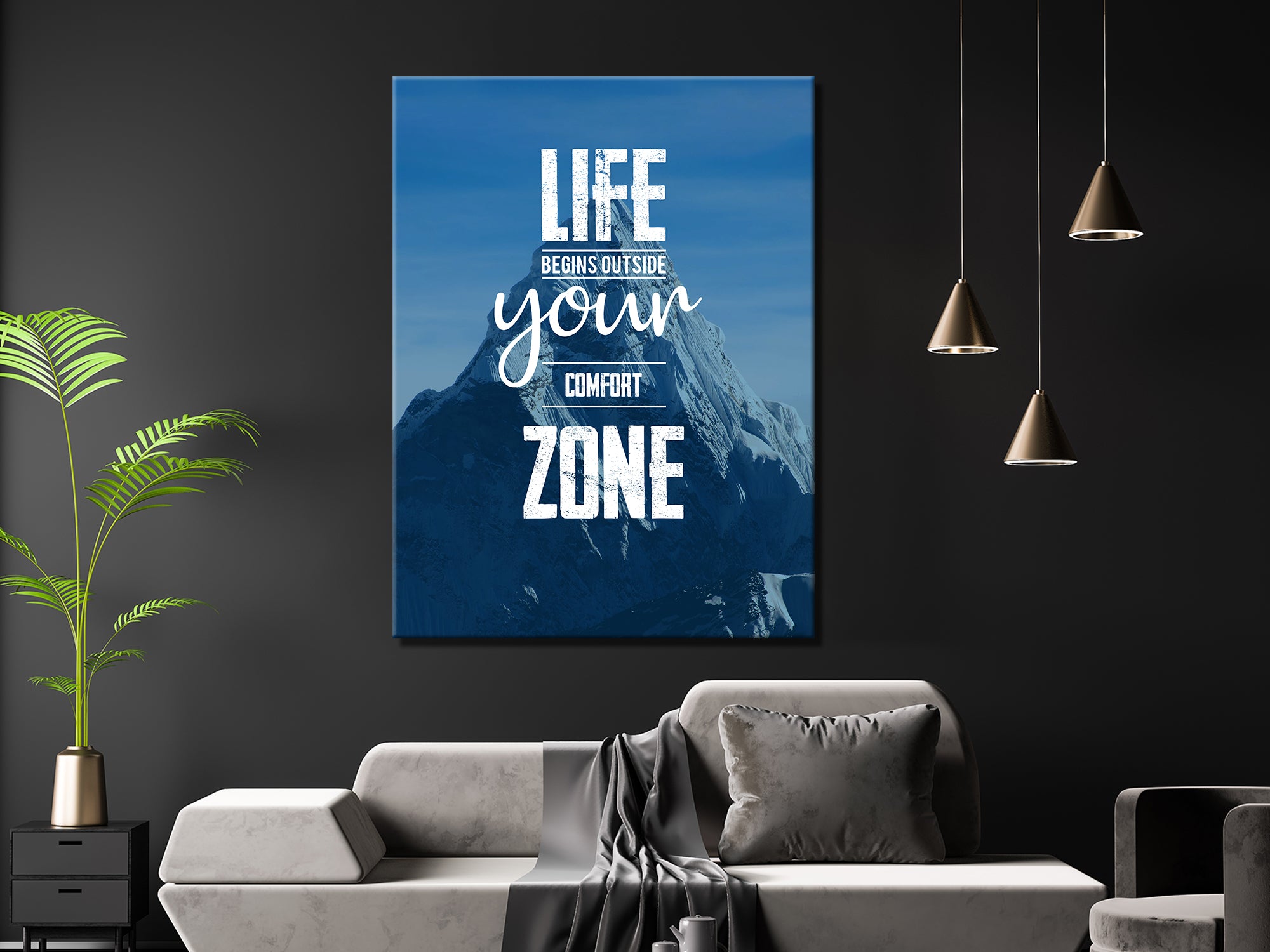 Life Begins Outside Your Comfort Zone - Inspirational Canvas Wall Art For Living Room