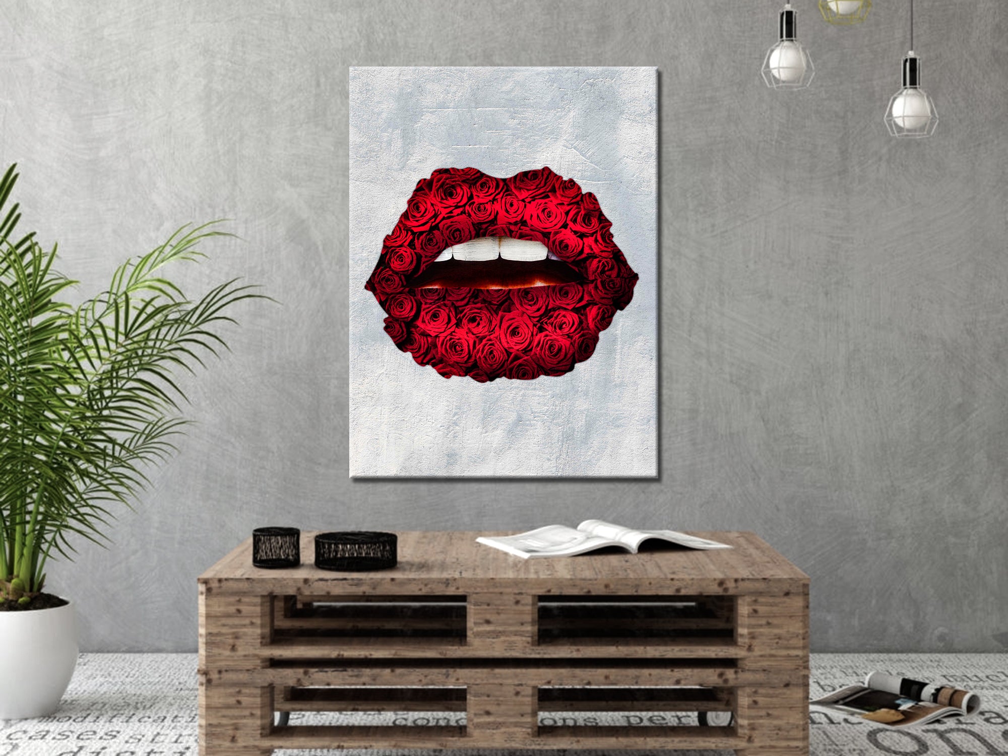 Rose Lips  Canvas Wall Art