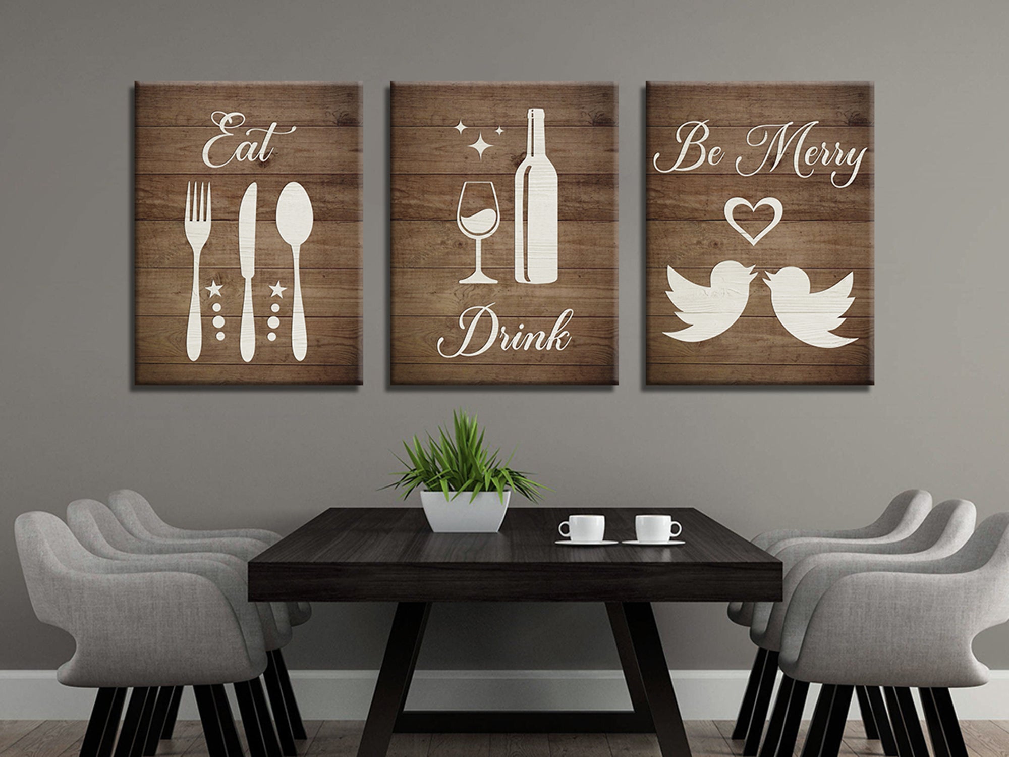 Eat, Drink, Merry - Christian - Canvas Wall Art - Bundle