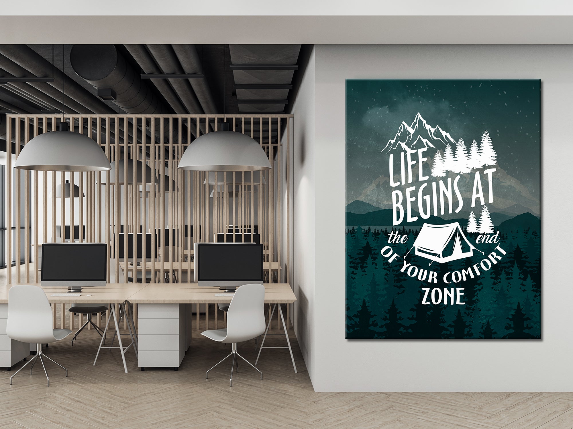 Life Begins at end of Comfort Zone - Living Room Canvas Wall Art