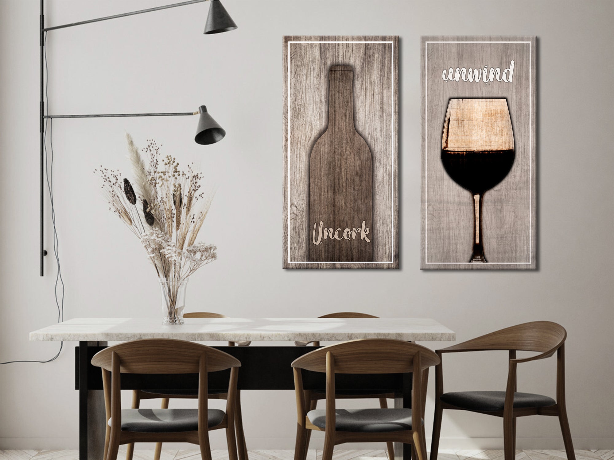 Unwind Wine 2 Piece Wall Art - Dinner Table - Canvas Wall Art