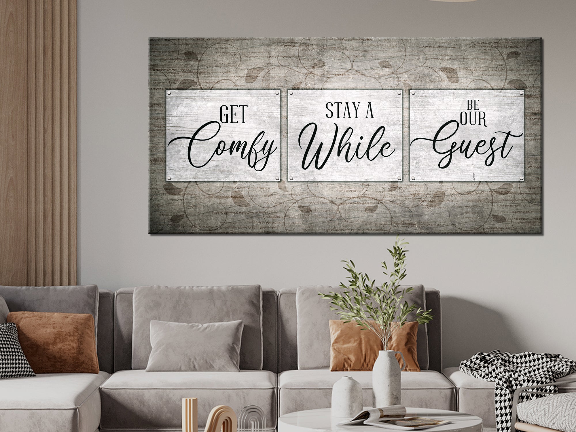 Stay A While Be Our Guest Canvas Wall Art