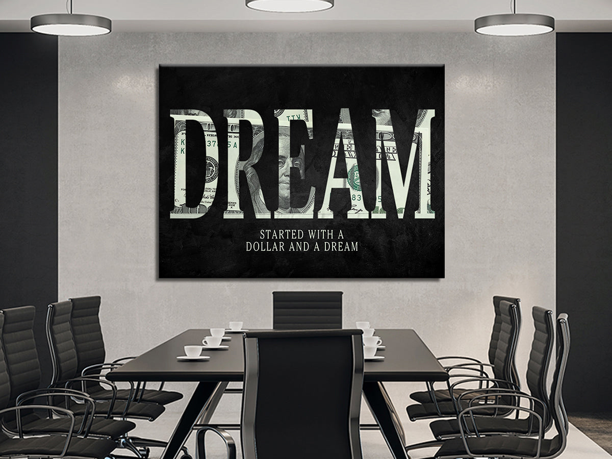 DREAM with a Dollar - Motivational - Living Room Canvas Wall Art