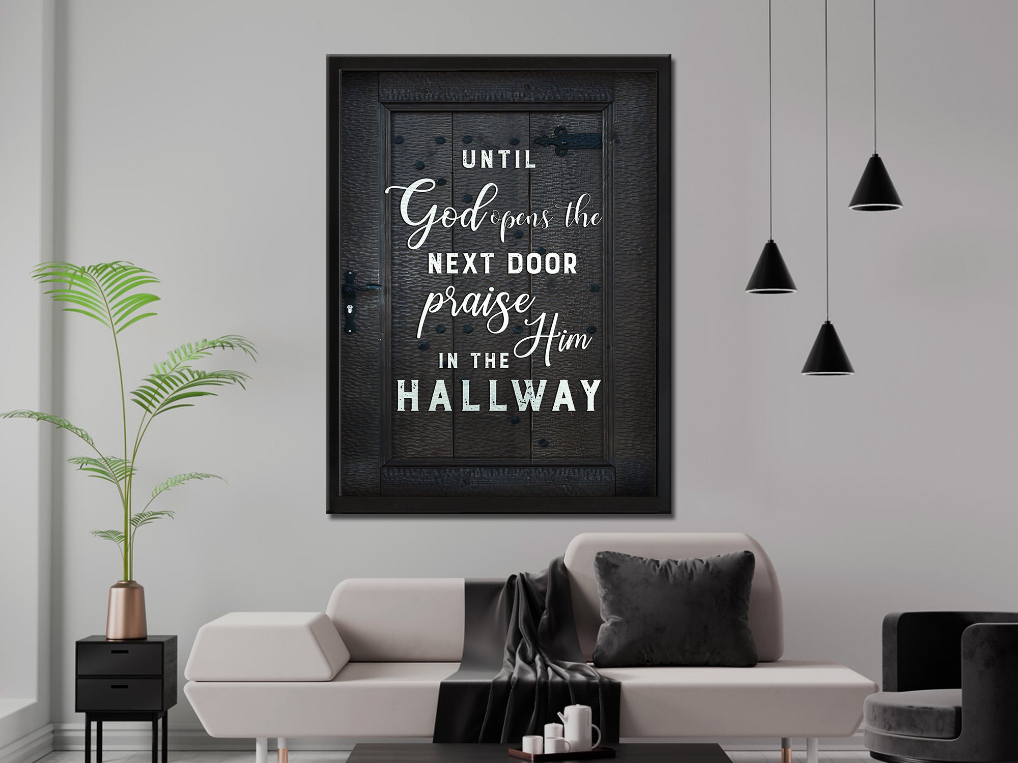 Praise God In Hallway - Living Room - Christian Canvas Wall Art