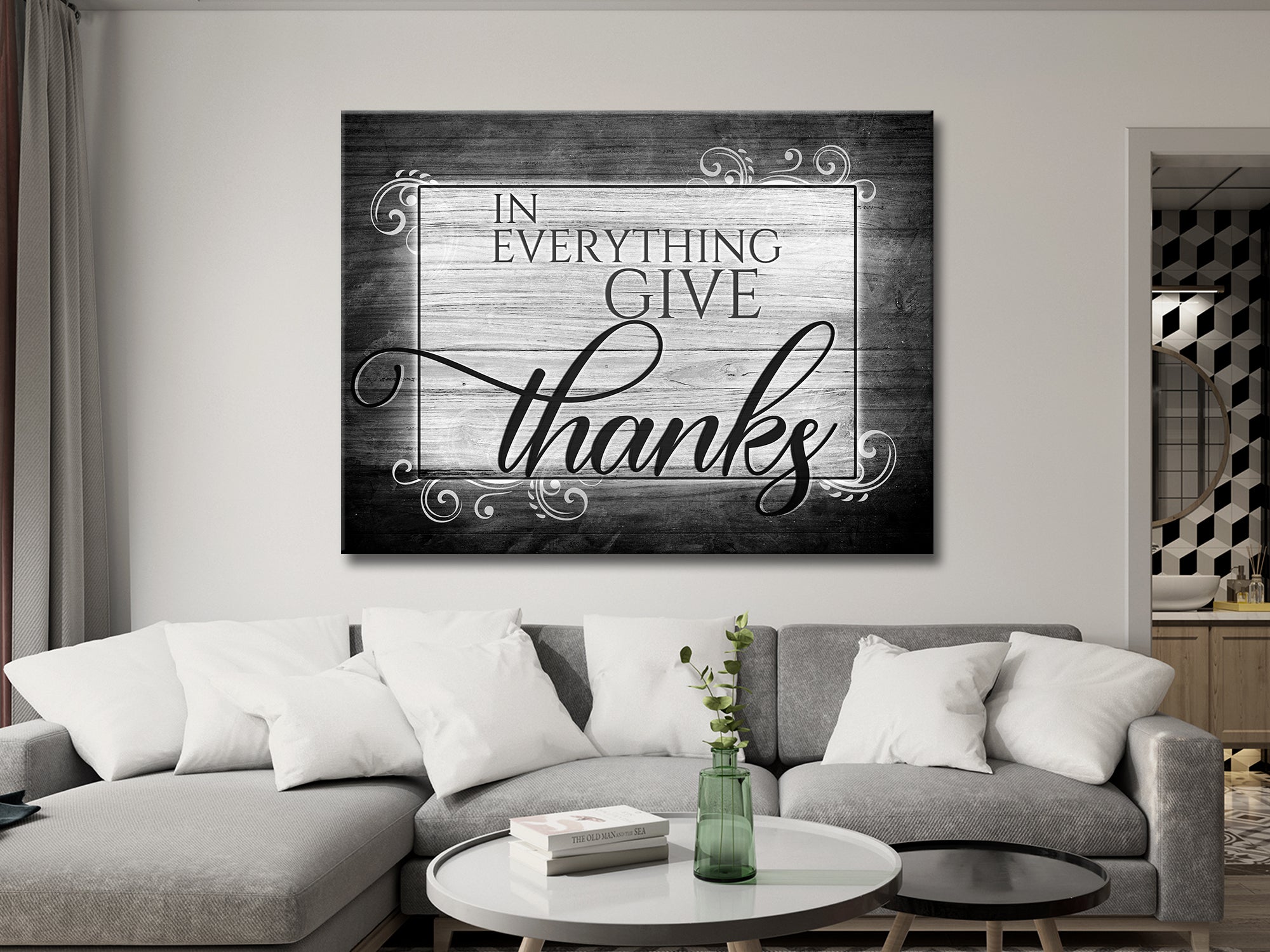 Give Thanks - Christian - Living Room Canvas Wall Art