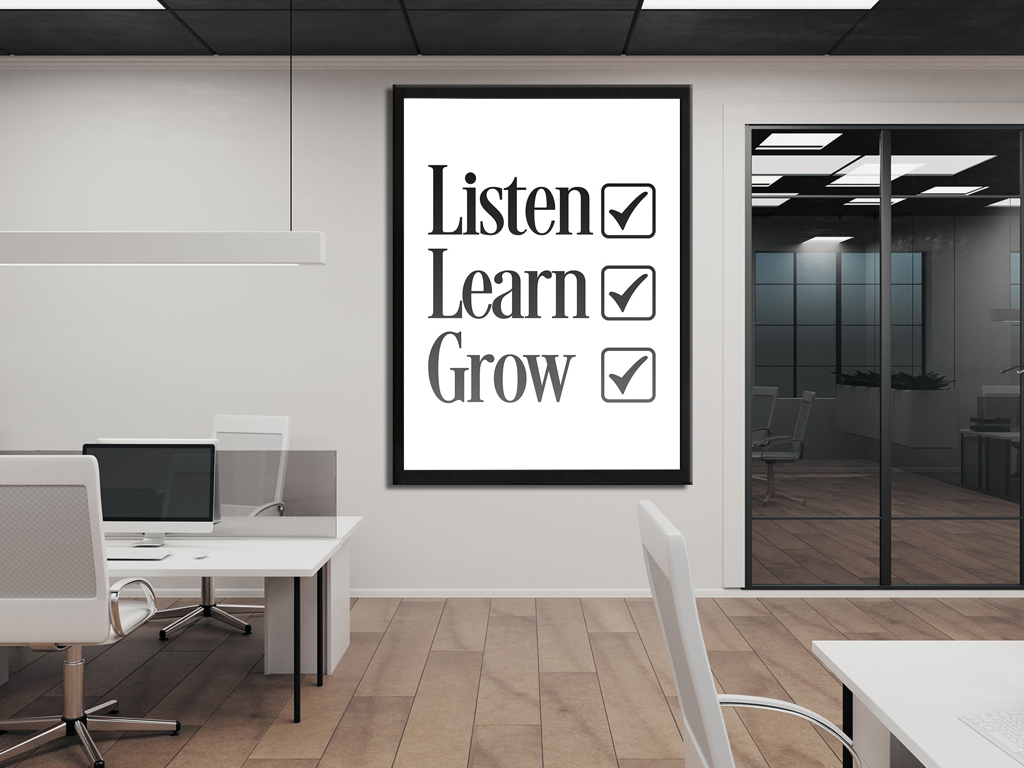 Listen, Learn, Grow - Motivational - Canvas Wall Art