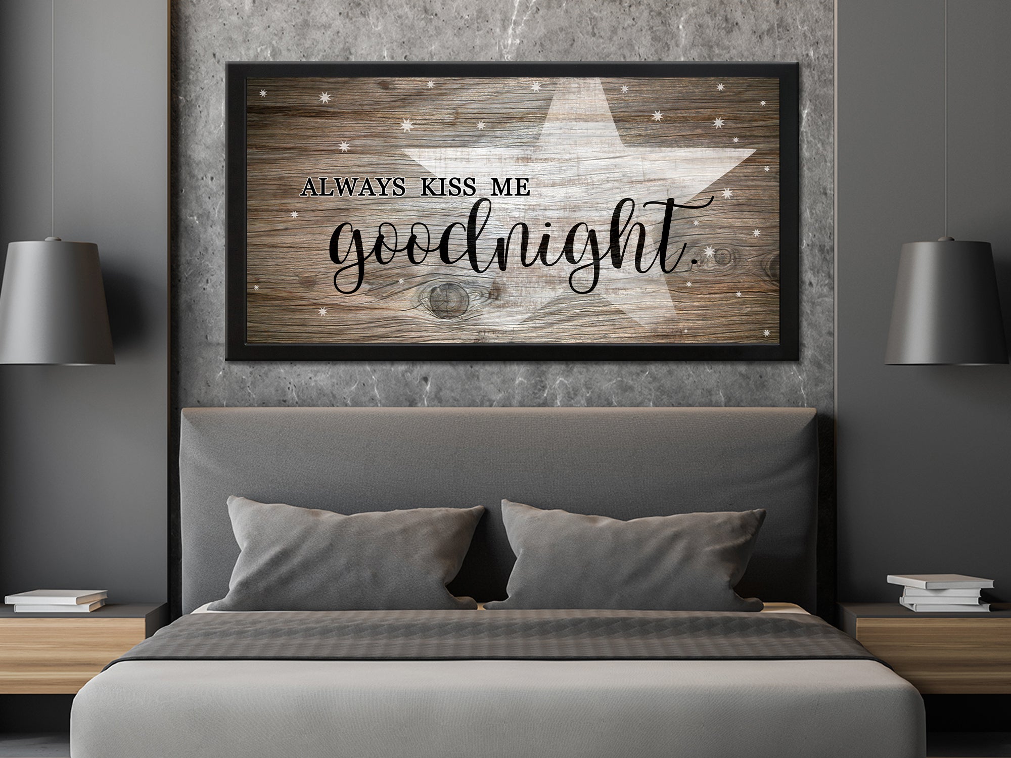 Always Kiss me at Goodnight - Bedroom Canvas Wall Art